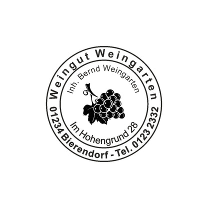 Holzstempel rund Weingut Winzer Ø 37mm | 4 Zeilen | Arial