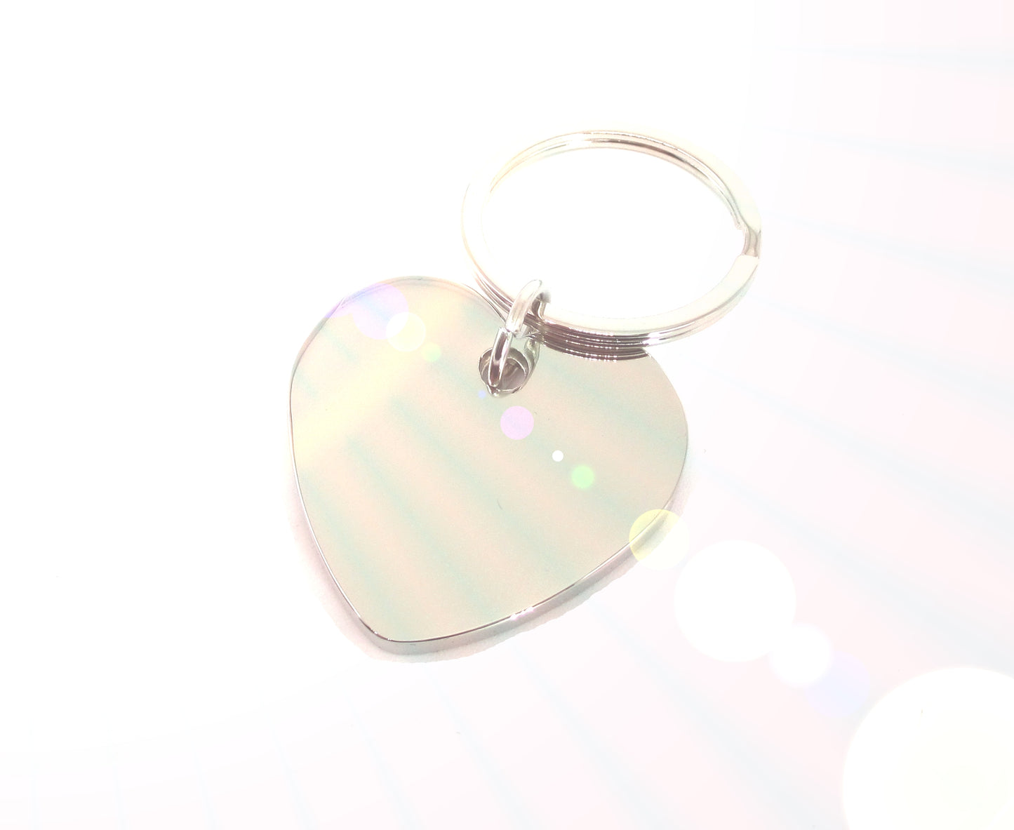 Schlüsselanhänger mit Gravur Herz Metall Silberfarben glänzend