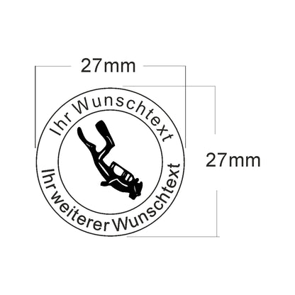 Holzstempel rund Taucher Ø 27mm | 2 Zeilen | Arial